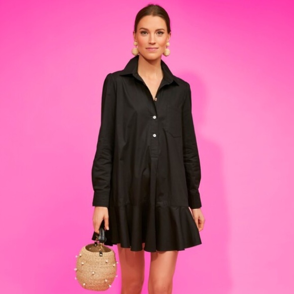 Tuckernuck Callahan Cotton Shirt Dress Black Womens M